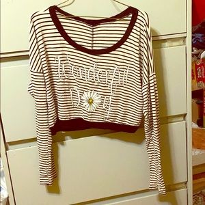 Women’s Striped Daisy Crop Top SIZE SM